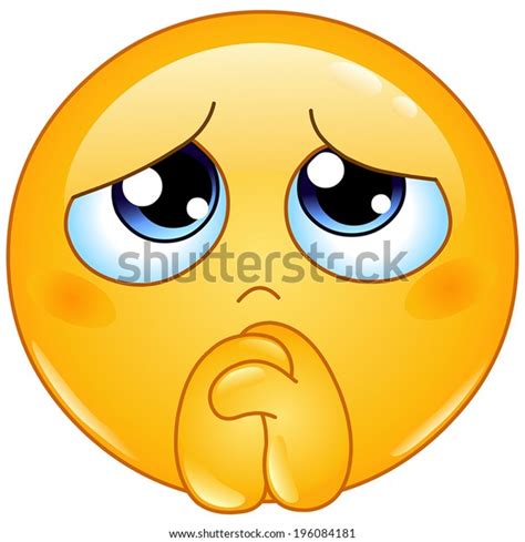 begging emoticon showing clasped hands stock vector royalty free 196084181 shutterstock