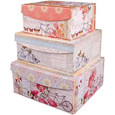 Decorative Nested Flip Top Storage Boxes Nested Set Of 3 3 Pc