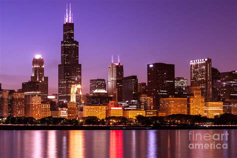 Chicago Skyline At Night High Resolution Image Photograph By Paul