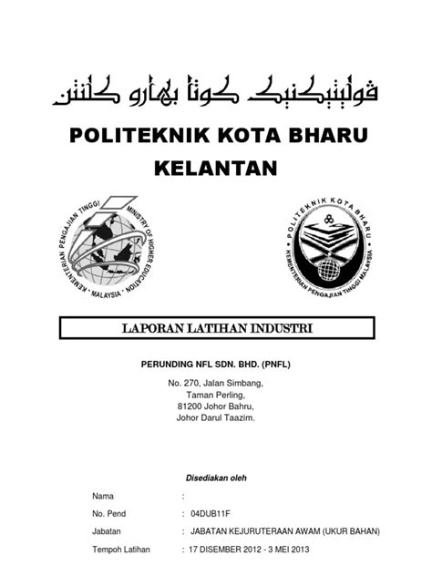 Buku kerja hubungan etnik kumpulan 17 17. REPORT LATIHAN INDUSTRI POLITEKNIK