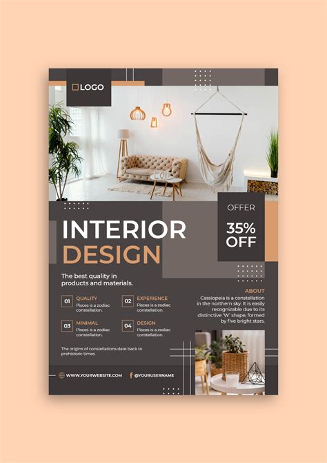 Personalize This Geometric Interior Design Offer Flyer Template Online
