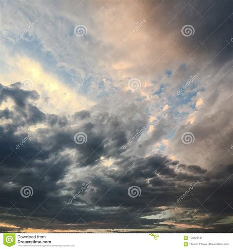Beautiful Stormy Sky With Clouds Background Dark Sky With