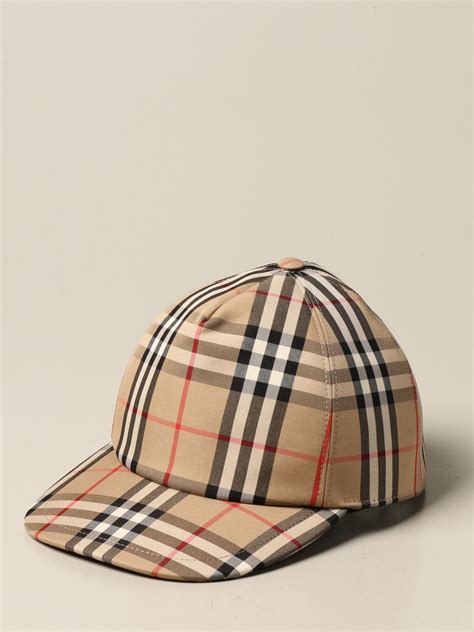 Burberry Hat In Check Cotton Blend Hat Burberry Men Beige Hat