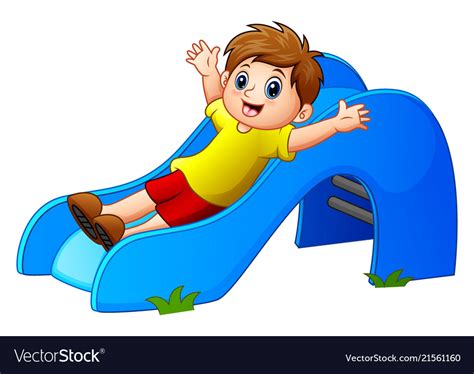 Boy Sliding In The Park Royalty Free Vector Image