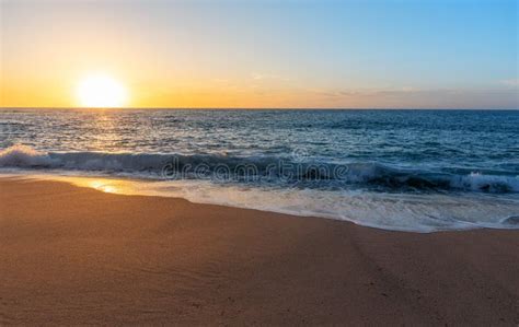 Sea Sand And Sky At Sunset Horizontal Background Banner Summer
