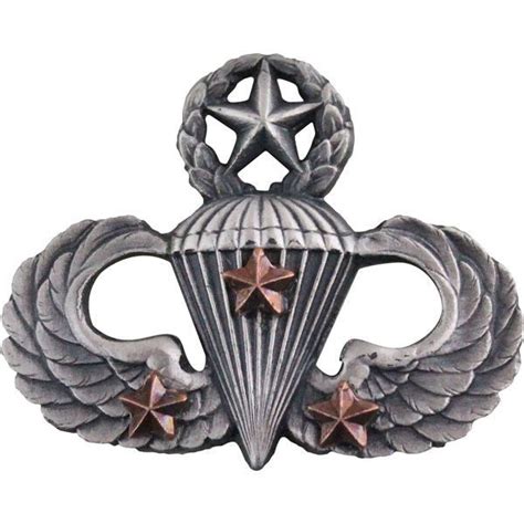 Army Combat Parachutist Badge Master 3rd Award Silver Oxidized Usamm