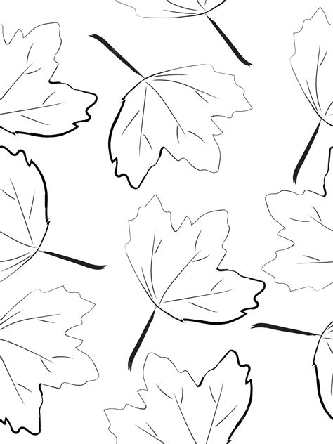 Seamless Black And White Maple Leaf Pattern In A Doodle Art Style