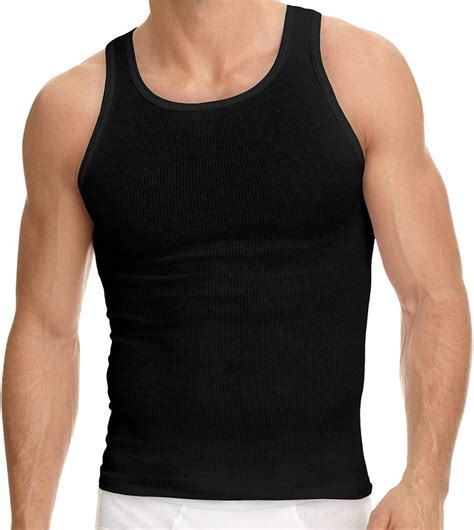 Mens 100 Cotton Tank Top A Shirt Wife Beater Undershirt Ribbed Black And White 6 Pack At Amazon