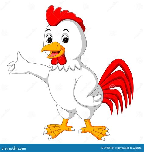 Cute Rooster Cartoon Presenting Stock Vector Illustration Of Nature