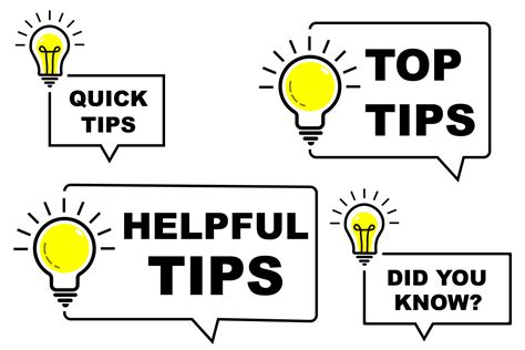 Quick Tips Helpful Tips Did You Know And Top Tips Icon Set With