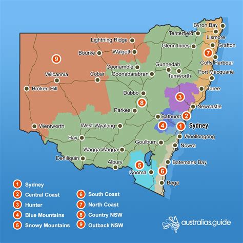 Large Detailed Map Of Nsw With Cities And Towns Australia New South