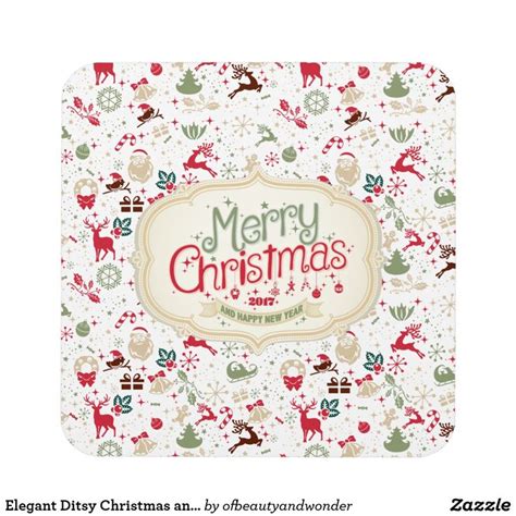 Elegant Ditsy Christmas And New Year Coaster Zazzle Com Christmas