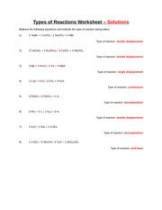 Balance the following reactions and indicate which of the six types of chemical reaction are being represented: Classifying Types Of Chemical Reactions Pogil Answers + My ...