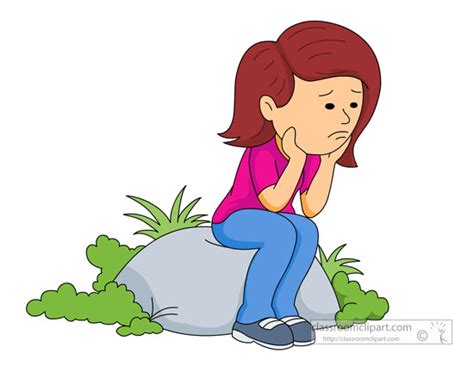 Emotions Clipart Girl Sitting On Rock With Sad Face Classroom Clipart