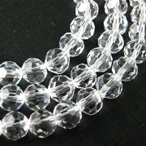 Crystal Glass Beads Mm Round Faceted Beads Clear Color
