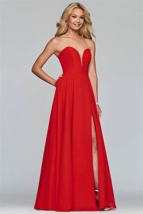 Plunging Sweetheart Neck A Line Chiffon Prom Dress At Ball Gown Heaven