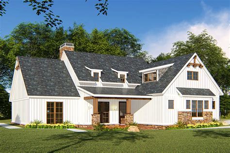 One Story Farmhouse Plan With Vaulted Great Room And Master Suite
