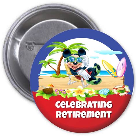 Mickey Celebrating Retirement Button Etsy