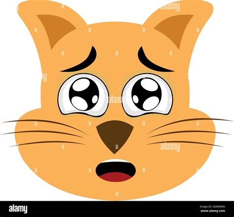 Vector Emoticon Illustration Of A Cartoon Cats Face With A Scared