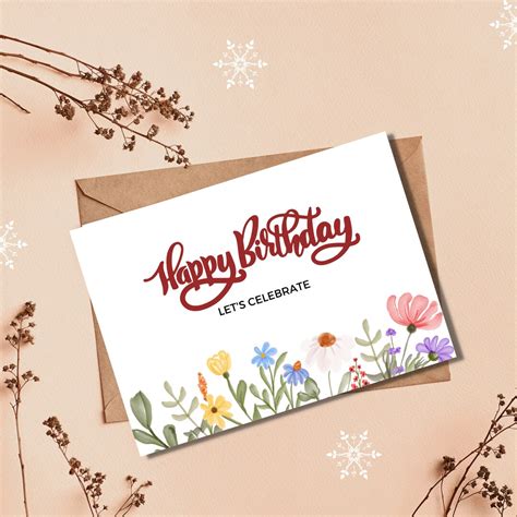 Happy Birthday Card Editable Birthday Card Folded Card Instant