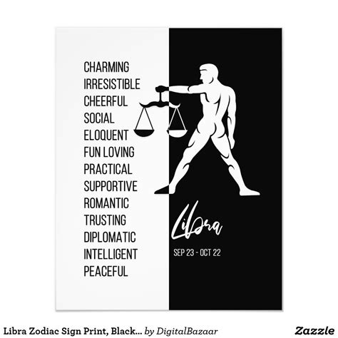 Libra Zodiac Sign Black And White Poster Zazzle Zodiac Signs Zodiac