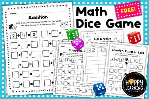 Free Math Dice Game For Kids Graphic By Nj Studio · Creative Fabrica