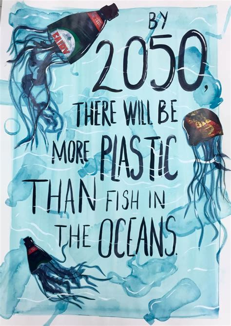 Ocean Plastic Pollution Collage And Watercolour Potter Art Ocean Poster