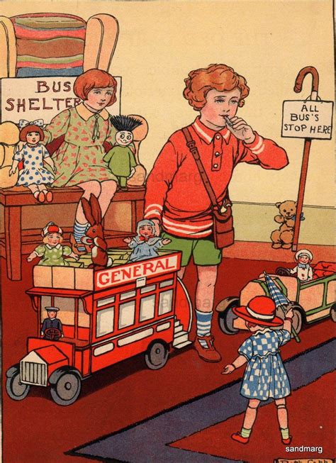 Vintage Childrens Storybook Illustration The Nursery Bus Ruth Etsy
