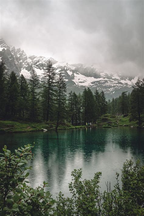 1920x1080px 1080p Free Download Lake Mountains Trees Rain Nature