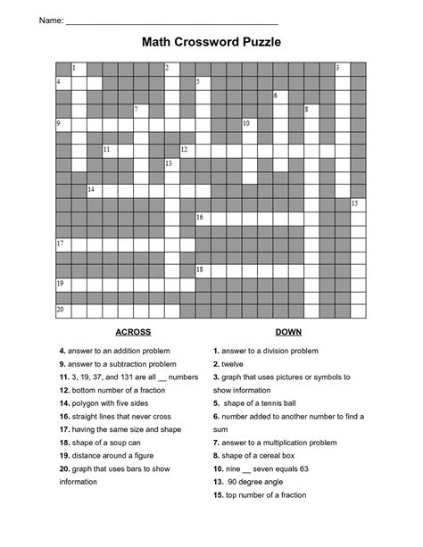 A great variety of fun math puzzles to tease your brain and sharpen your basic math skills. Math Puzzles Printable For Learning | Activity Shelter - Printable Crossword Puzzle Grade 3 ...