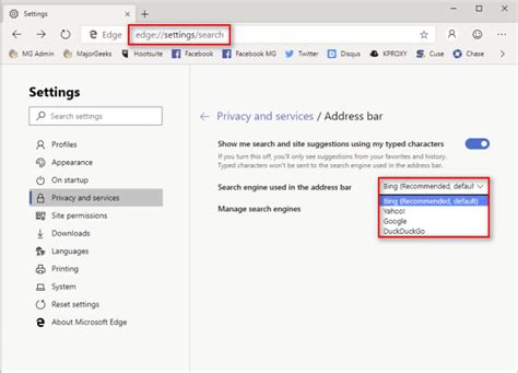 I use chrome and edge interchangeably. How to Change the Default Search Engine in the Chromium-Based Microsoft Edge - MajorGeeks