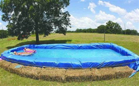 Country Folks Can Survive Hay Big Tarp Ropes And Lots Of Water