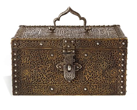 a safavid brass jewelry box persia dated 952 ah 1545 ad