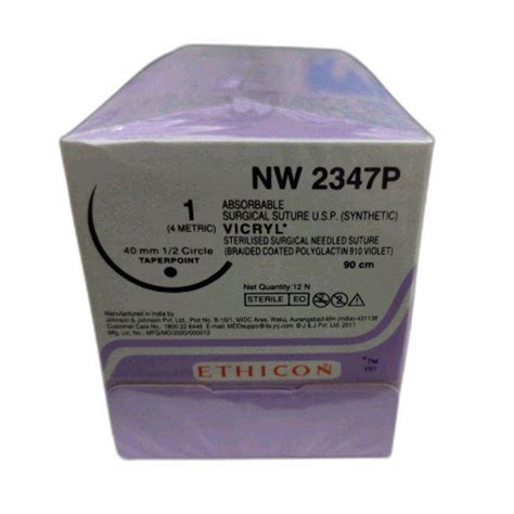 Polyglactin 910 Ethicon Nw 2347p Vicryl Absorbable Surgical Suture 90