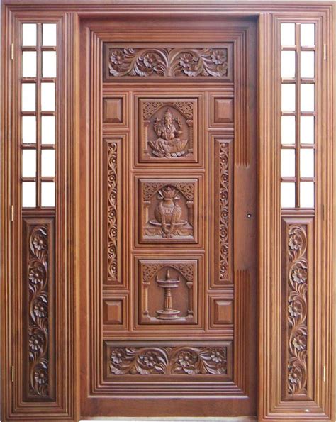 Brown Carved Wooden Entrance Door Sizedimension H 7 X W 45 Feet At