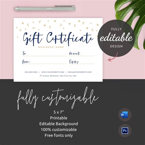 A perfect gift certificate template should not only be appealing and attractive but also clearly pass a message that you intend to convey. Printable Gift Certificate Templates - Beauty Salon DIY Gift Voucher - Word