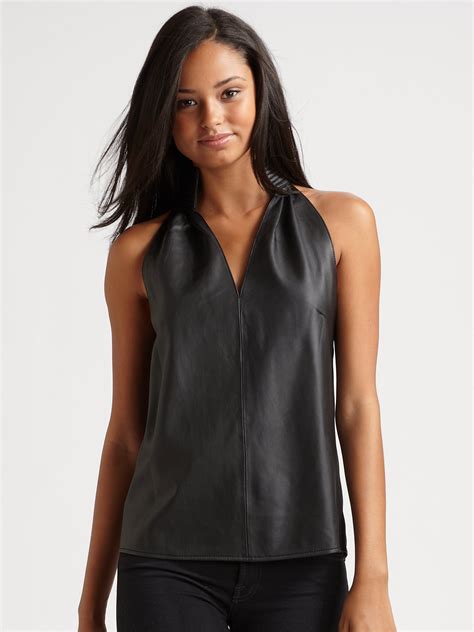 Lyst Geren Ford Sleeveless Leather Top In Black