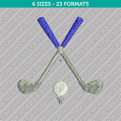 Golf Stick Club Embroidery Design 6 Sizes Instant Download