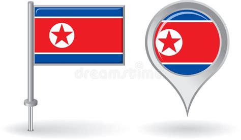 North Korean Pin Icon And Map Pointer Flag Vector Stock Vector