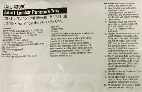Lumbar Puncture Kit Supplies Pocus Pro And