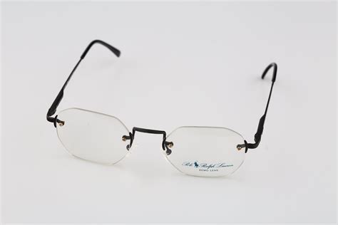 Polo Ralph Lauren Xi N 003 Vintage 90s Black Hexagon Rimless Glasses Frames Mens And Womens Nos
