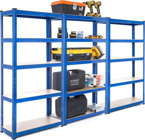 3 Bay Heavy Duty Steel Shelving Garage Racking Unit 150kg Per Shelf 5