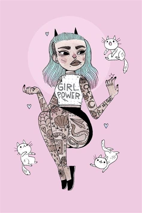 Girl Power Print Art Girl Power Tattoo Creative Drawing