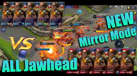 Select one of the heroes to learn more about them, including diamond cost, health, damage, and more. MLBB: All Jawhead New Mirror Mode | zkael★ - YouTube