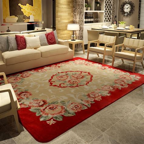 Honlaker Luxury Roses Large Living Room Carpets Pastoral Style Bedroom