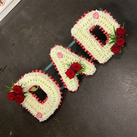Loving mother of teresa lerwick, david houlihan, mary ann (st Red and white DAD letters funeral flowers tribute wreath ...