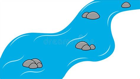 Cartoon Stream River Isolated On White Background Vector Illustration