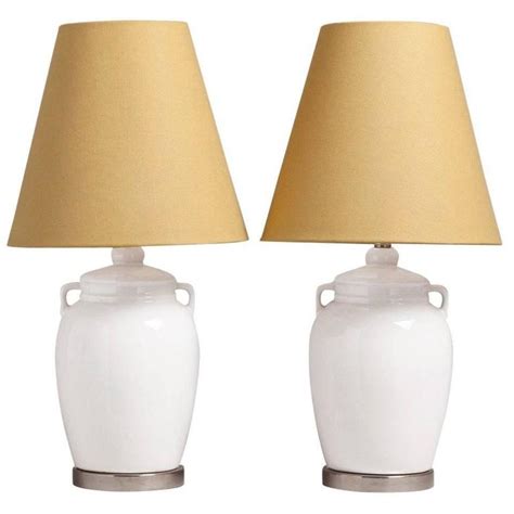 Pair Of White Ceramic Urn Shaped Table Lamps 1960s For Sale At 1stdibs
