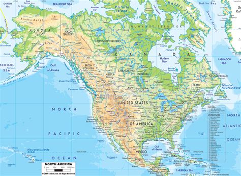Physical Map Of North America With Countries Maps Ezilon Maps