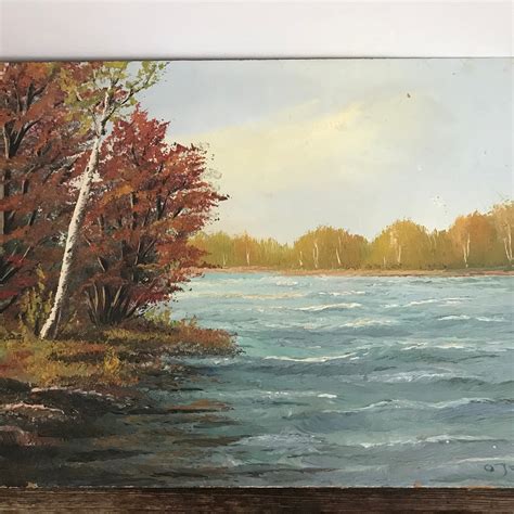 Original Oil Painting On Hardboard Lake Scene Oil Painting Etsy